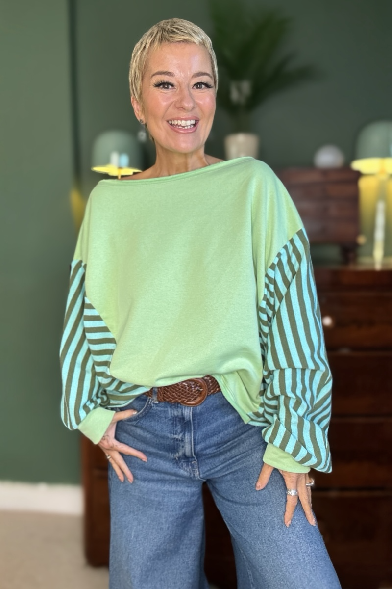 Pippa Off Shoulder Stripe Sweatshirt