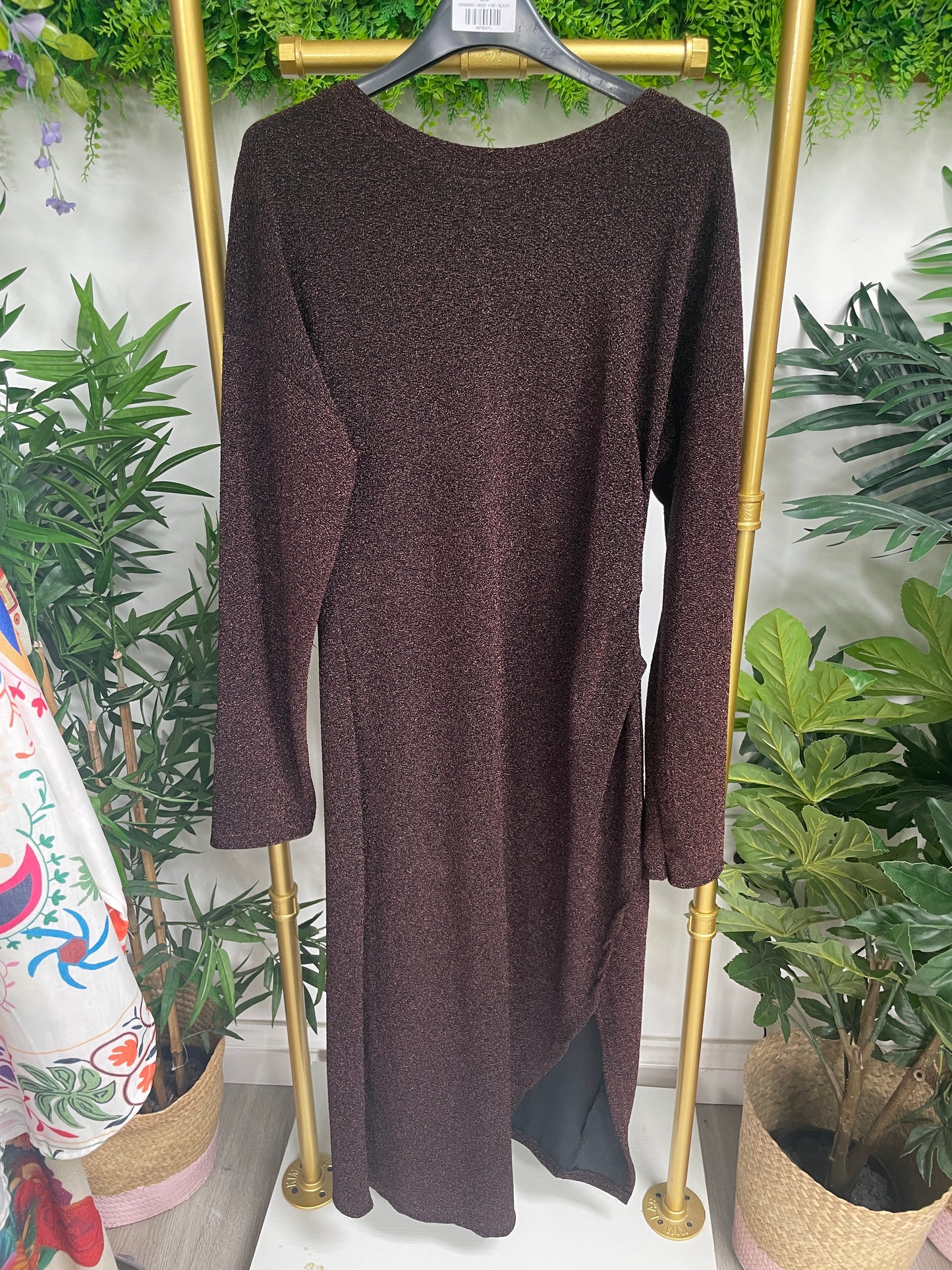 Alba Glitter Maxi Dress - Chocolate - Faulty