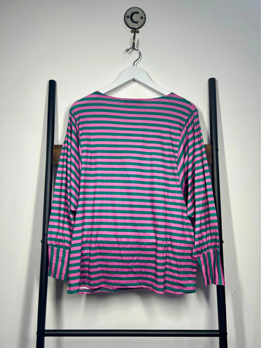 Green/Pink Stripe Batwing Top