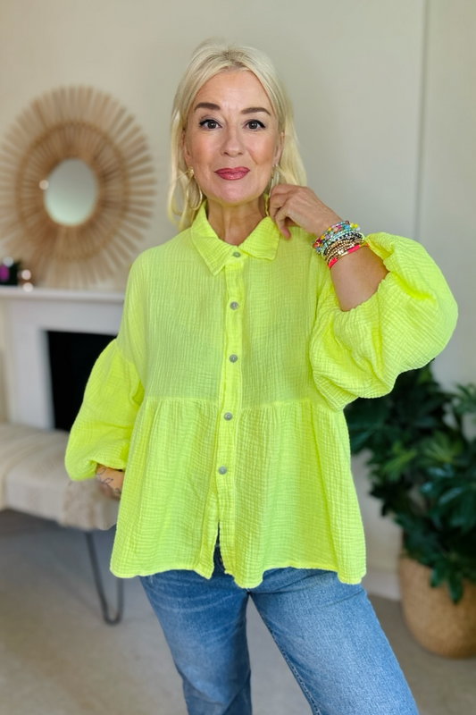 Neon Smock Shirt Faulty- mark on sleeve