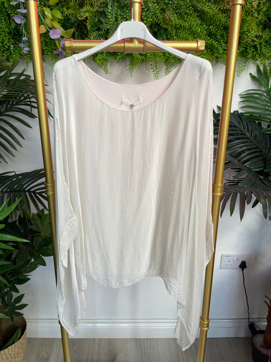 Silk Mix Batwing Top