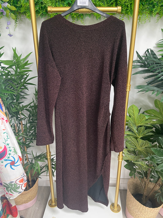 Alba Glitter Maxi Dress - Chocolate - Faulty