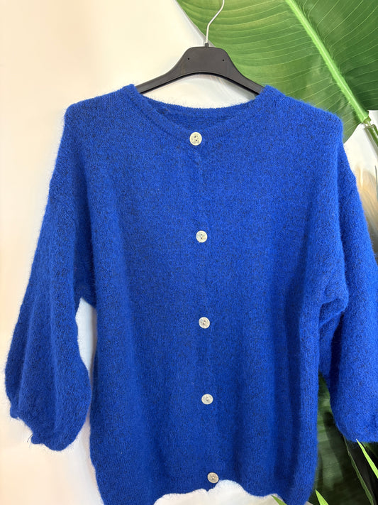 Short Sleeve cardigan with oyster buttons