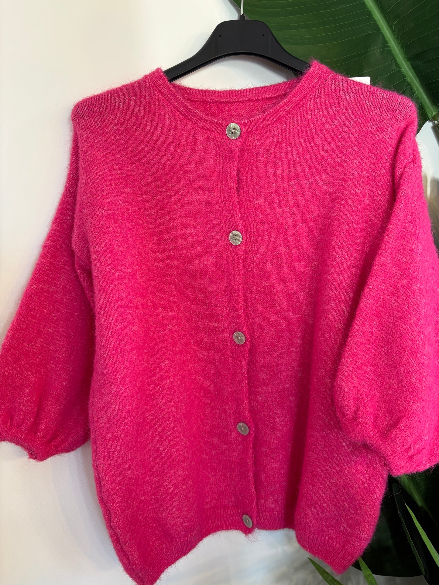 Short Sleeve cardigan with oyster buttons