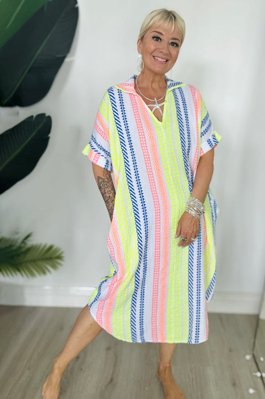 Chevron Longline Cotton Tunic White Faulty